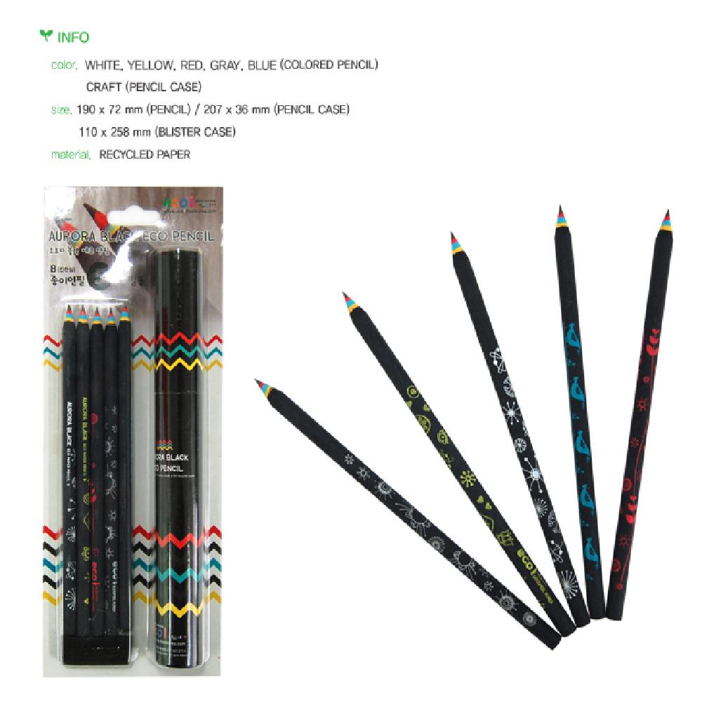 Aurora Black Pencil 5 pcs x 3 Sets With Paper Tube Case