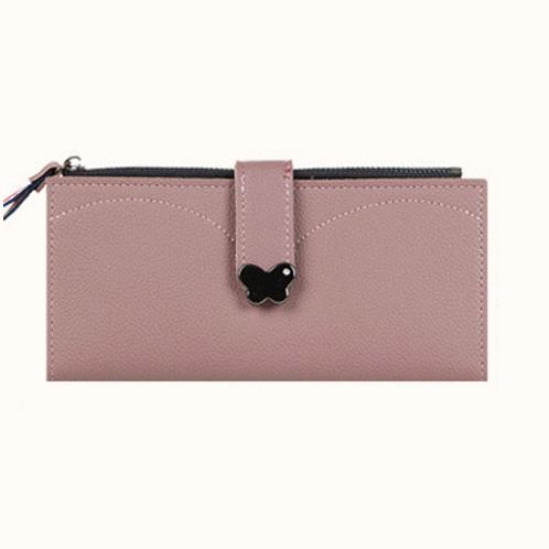 Butterfly decorated Korea lady women long slim wallet(Violet)