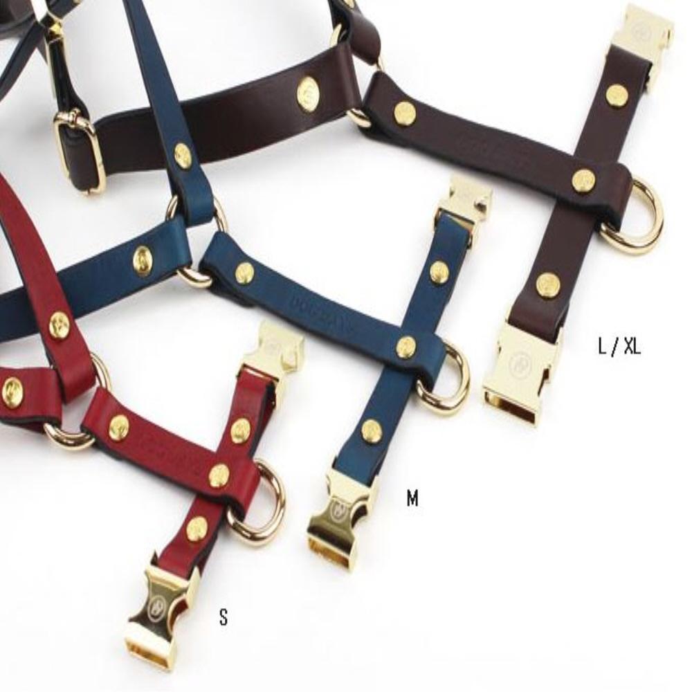 Retro leather gold harness(Dark brown)