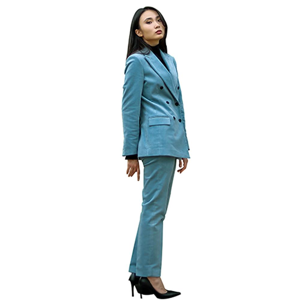 SUIT HEEL CORDUROY DOUBLE SUIT - SKY BLUE