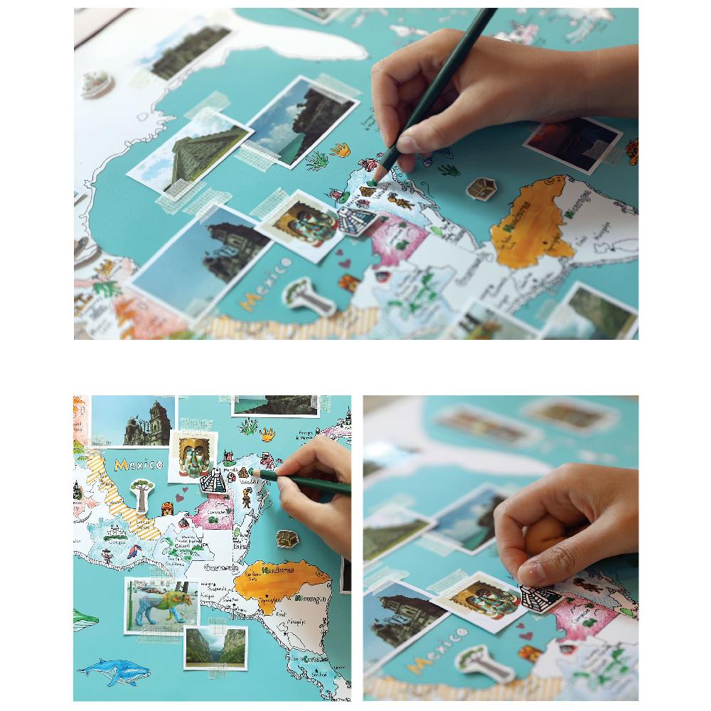 Dream Sky Nation-Map Decorative Coloring Painting DIY Paper Continent Map - Mexico