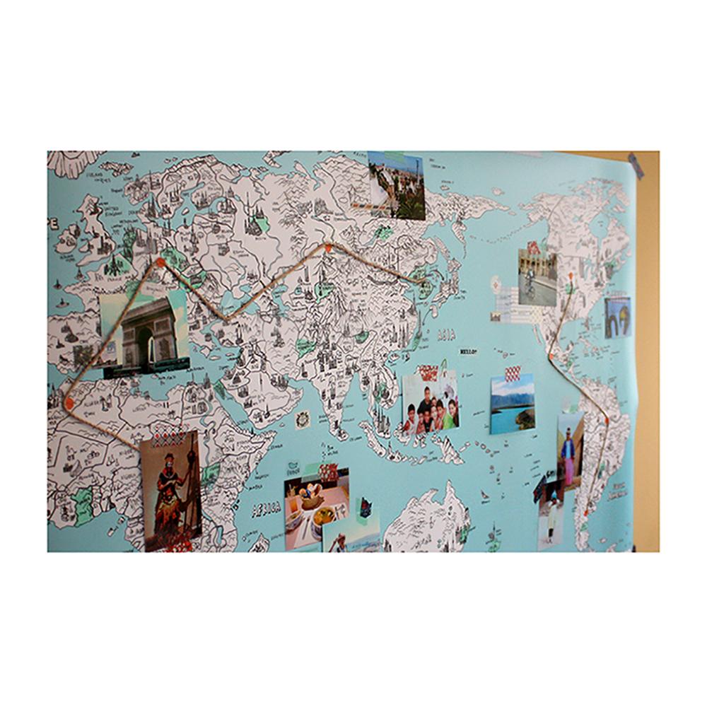 Dream Sky D-MAP Decorative Coloring Painting DIY Paper World Map - Ocean BLUE