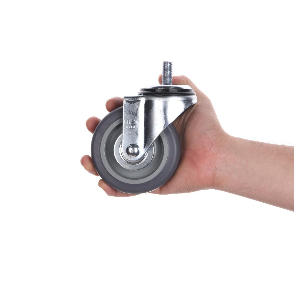 Easy Install, 4inch Heavy Duty Casters, All Swivel 1/2-13UNC1 Stem Caster with  Rubber Plastic Wheel