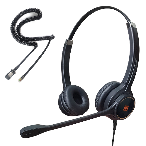 IPD IPH-255 Optimo-X Duo Ear Noise canceling,Corded Landline phone Headset with U10 bottom cable wit