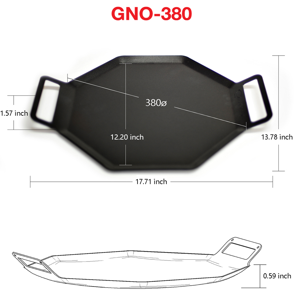 Grill pan GNO 380 for camping, out door activity, cooking, BBQ, meat  and grill dish including pork