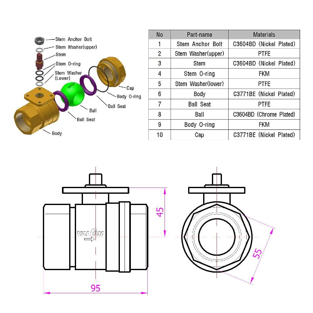 2 Way Ball Valve for Motorized Actuators - 1 1/2" Ball Valve