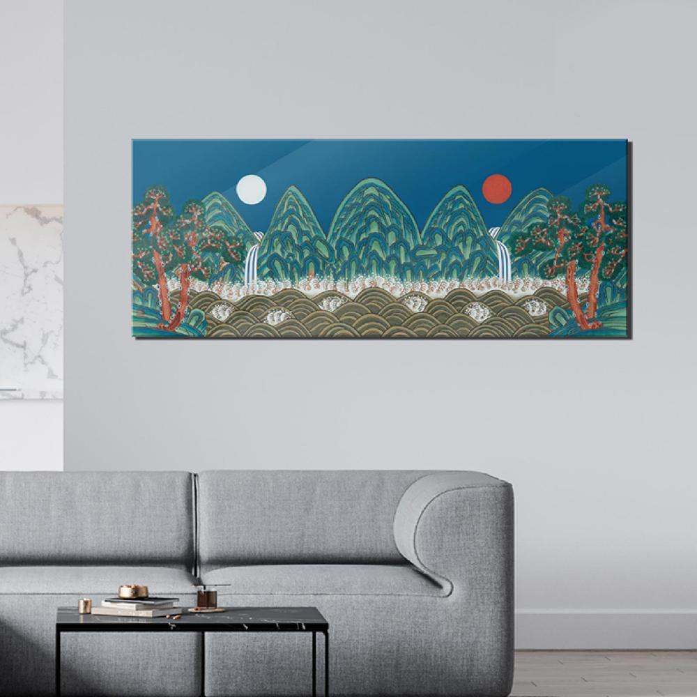 Korean Folk Art Frameless Art Print, minhwa drawing Korean art poster for home deco_'Ilwolobong'