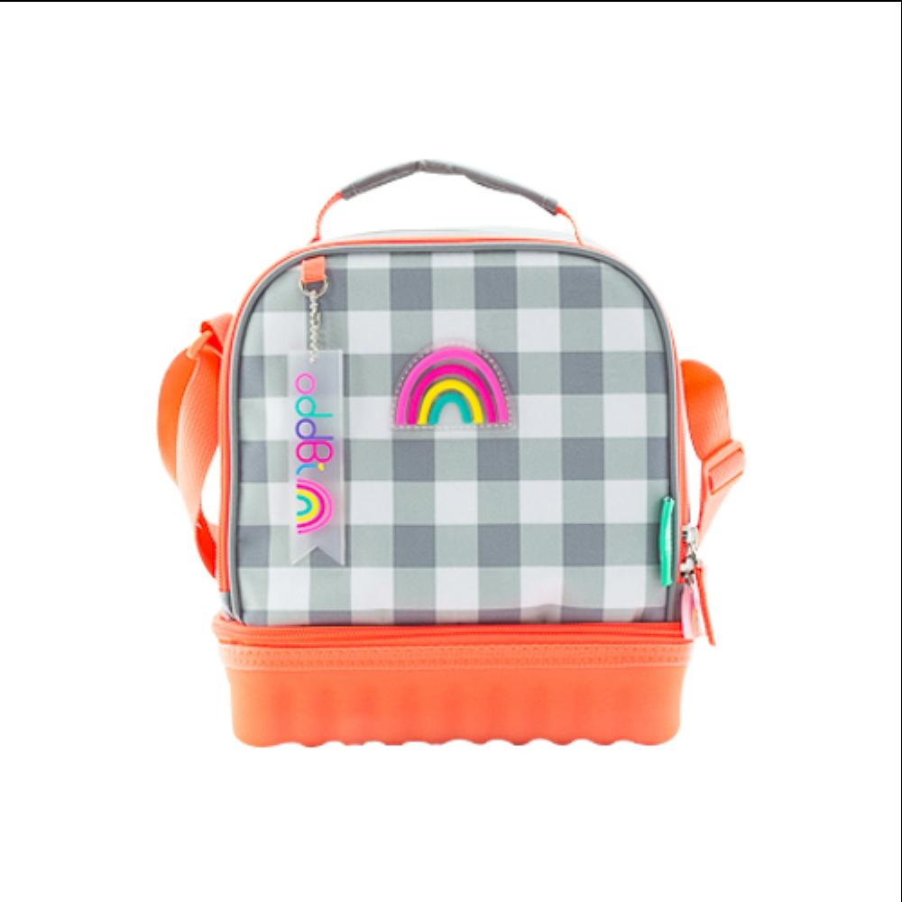 oddbi Happy Checkered 2-Tier Insulation Cooler Bag - pink