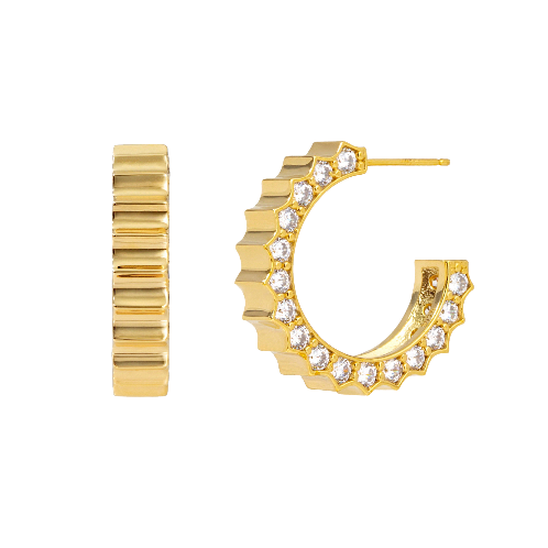 Solar Circle White Earrings ( S925 )