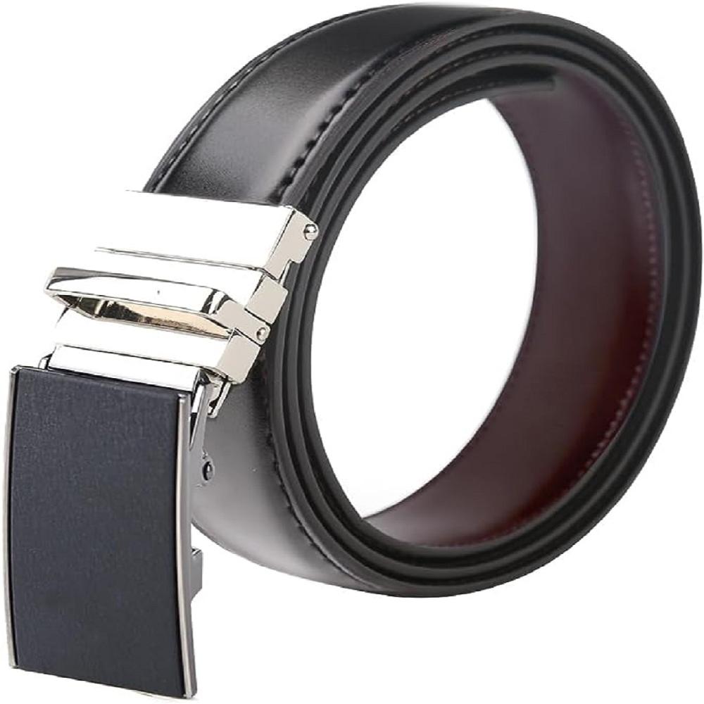 LineFit Men's Leather Belt_Casual Dress Classic Jean Adjustable Automatic Stretch Buckle S05 (Sizes