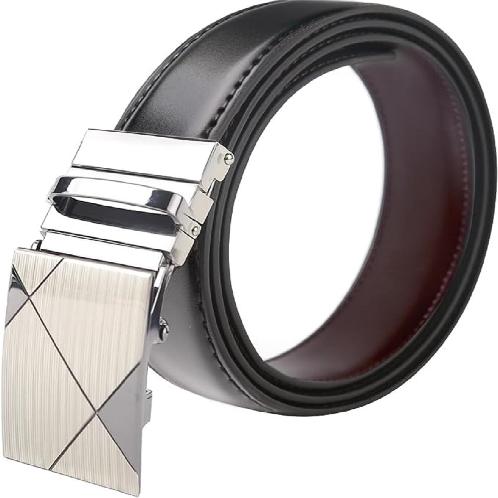 LineFit Men's Leather Belt_Casual Dress Classic Jean Adjustable Automatic Stretch Buckle S06 (Sizes